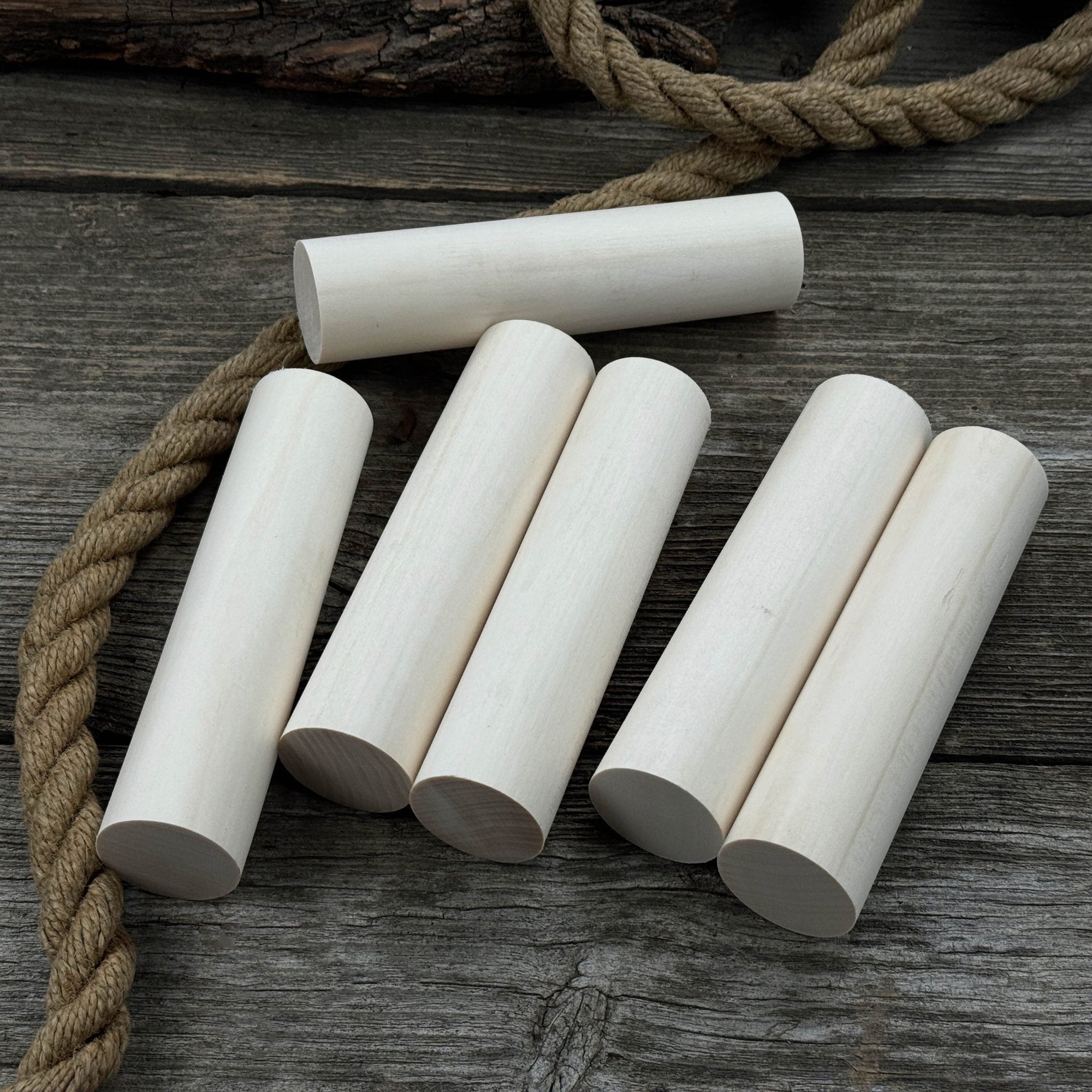 Set of 6 round linden wood carving blanks by Sharky Forged Steel Tools