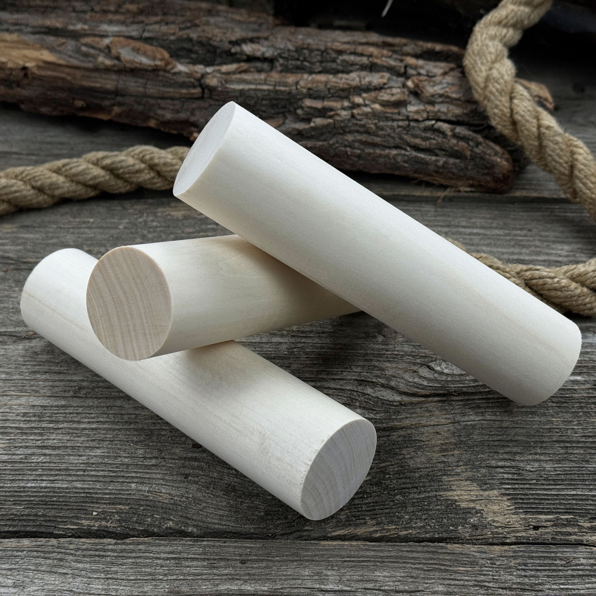 Set of 6 round linden wood carving blanks by Sharky Forged Steel Tools
