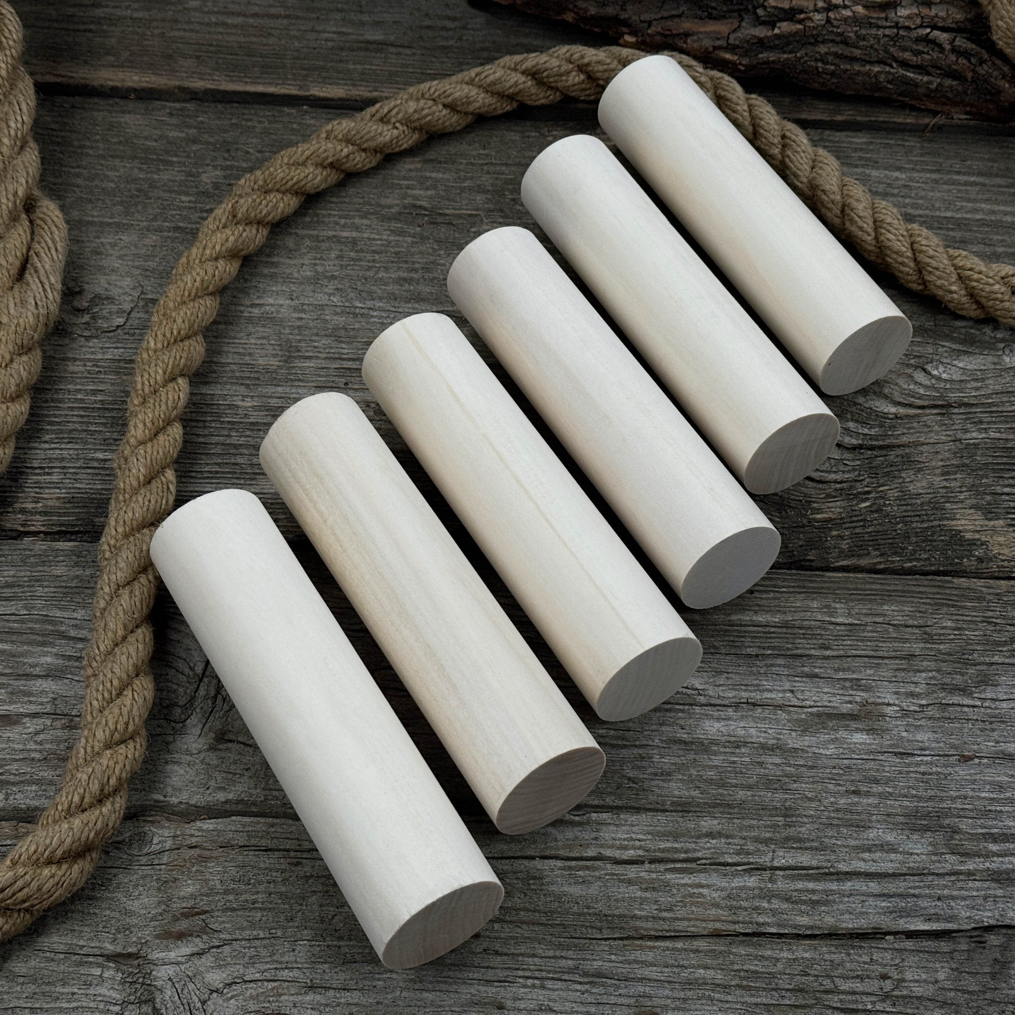 Set of 6 round linden wood carving blanks by Sharky Forged Steel Tools