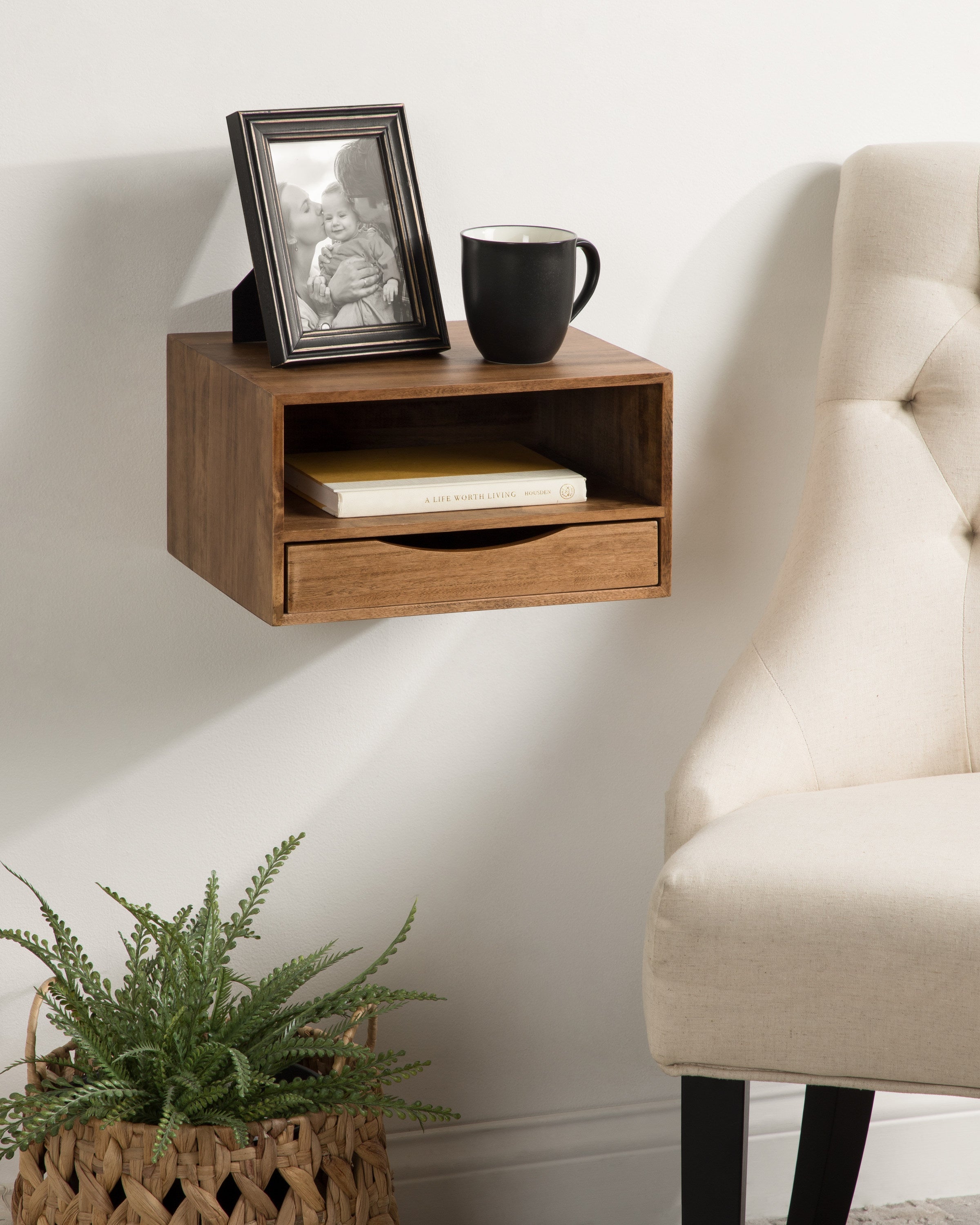 Hutton Floating Wall Shelf with Drawer by kateandlaurel - product image 14 for Resin Society