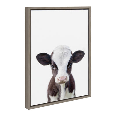 Sylvie Baby Cow Portrait Framed Canvas by Amy Peterson by kateandlaurel - main product image for Resin Society