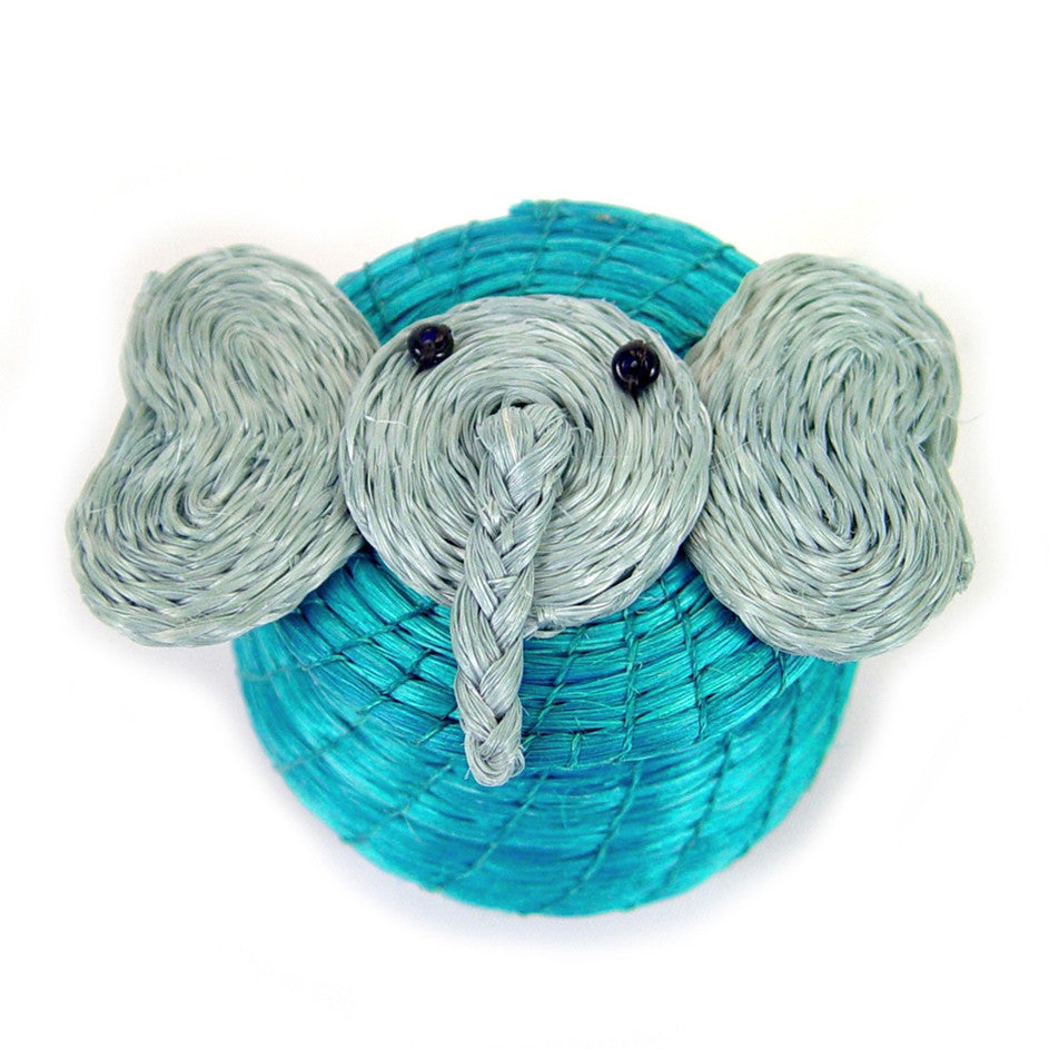 Elephant Tiny Basket - Turquoise Blue by Mbare Ltd - main product image for Resin Society
