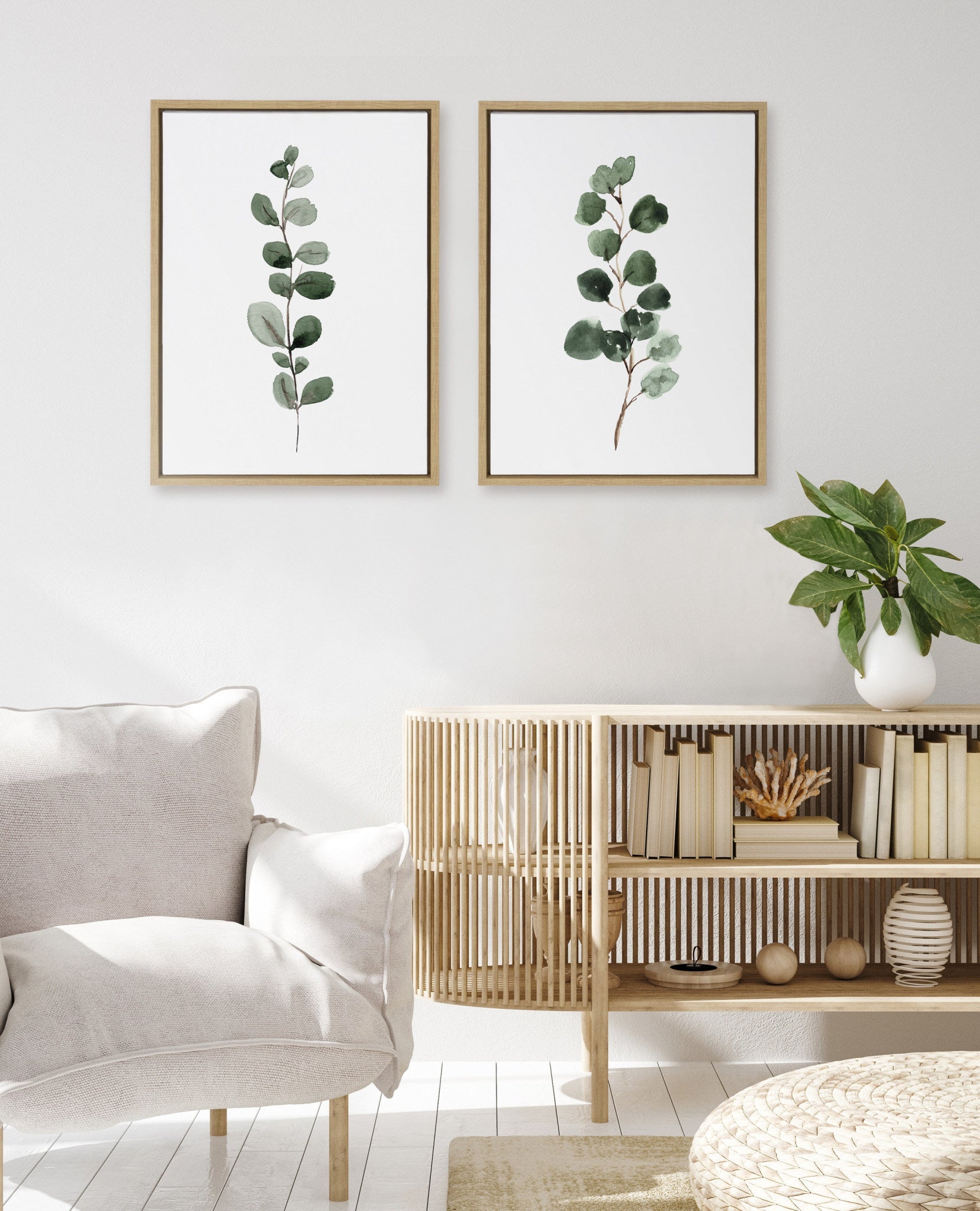 Sylvie Eucalyptus Framed Canvas Set by kateandlaurel - product image 6 for Resin Society