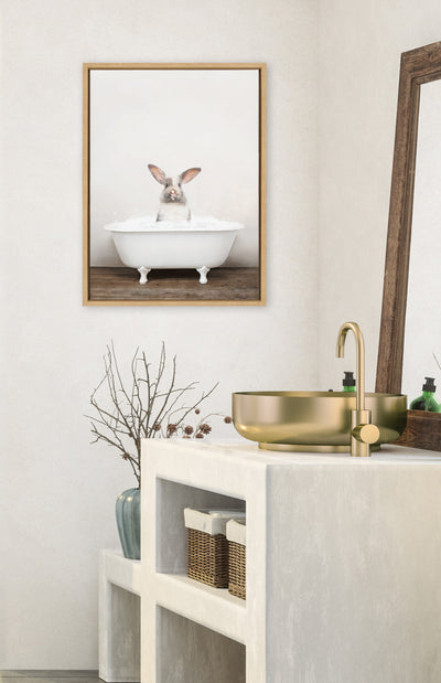 Sylvie Bunny in Rustic Bath Framed Canvas by kateandlaurel - product image 4 for Resin Society
