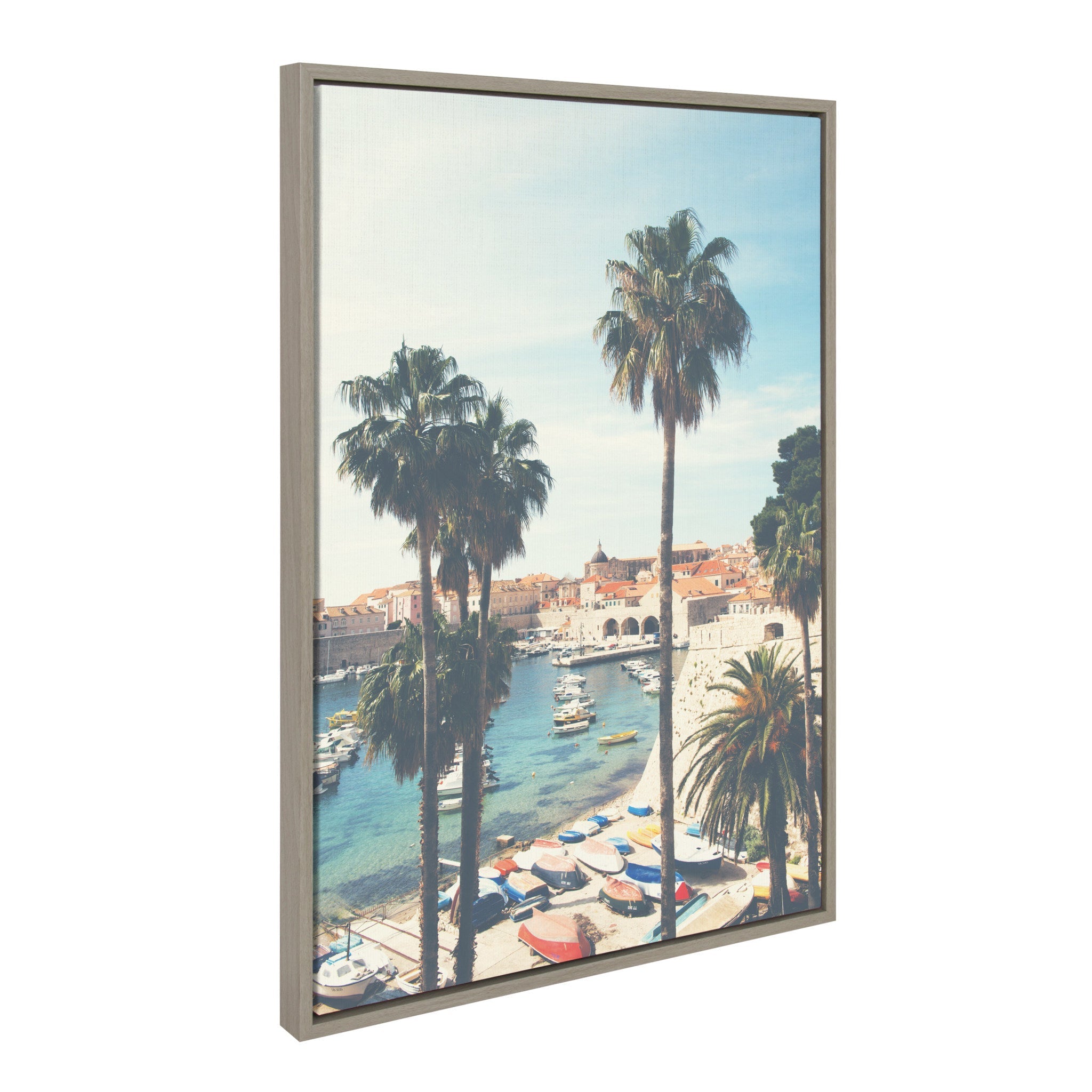 Sylvie The Palm Trees and The Boat Framed Canvas by Laura Evans by kateandlaurel - product image 2 for Resin Society