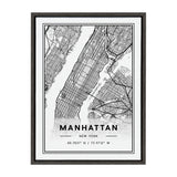 Sylvie Manhattan Modern Map Framed Canvas by kateandlaurel - main product image for Resin Society