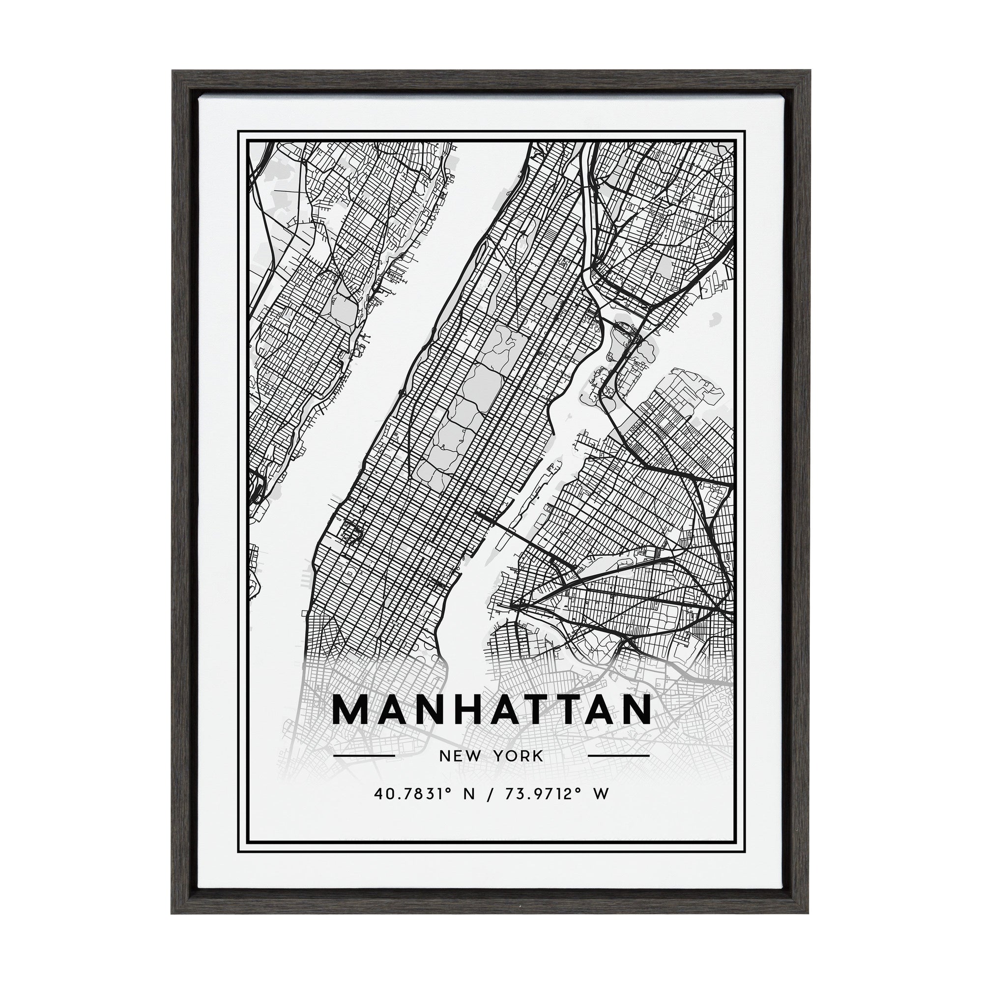 Sylvie Manhattan Modern Map Framed Canvas by kateandlaurel - product image 8 for Resin Society