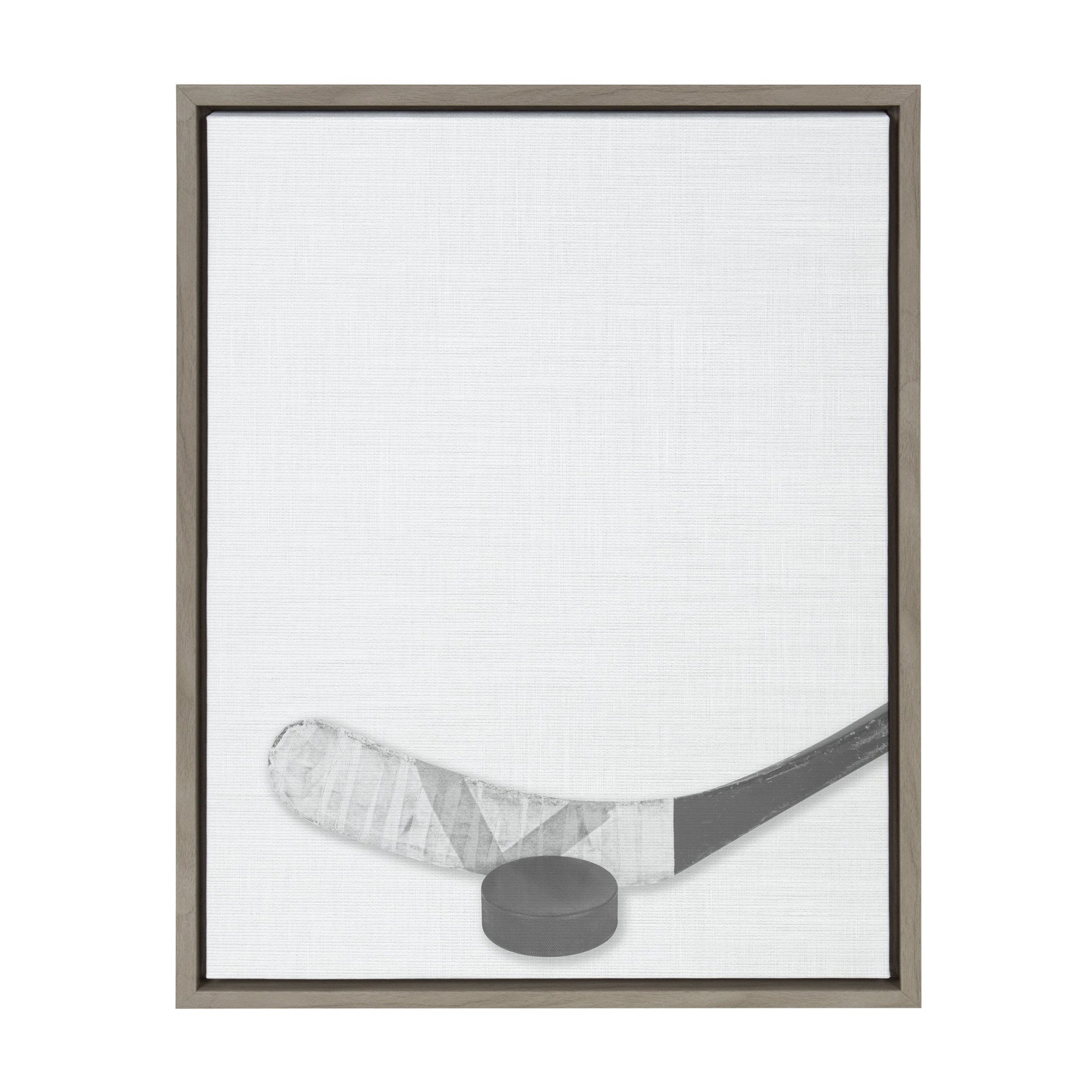 Sylvie Hockey Stick and Puck Framed Canvas, Gray 18x24 by kateandlaurel - main product image for Resin Society