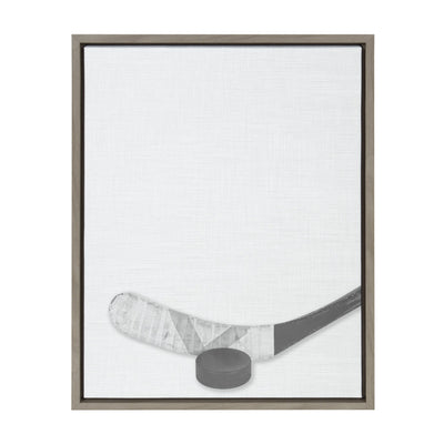 Sylvie Hockey Stick and Puck Framed Canvas, Gray 18x24 by kateandlaurel - main product image for Resin Society