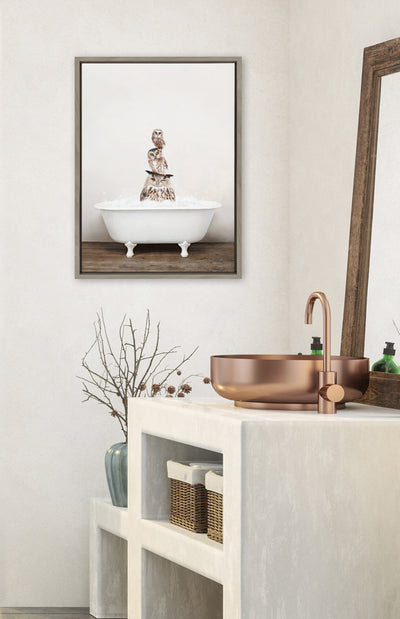 Sylvie Stacked Owls in Rustic Bath Framed Canvas by kateandlaurel - product image 16 for Resin Society