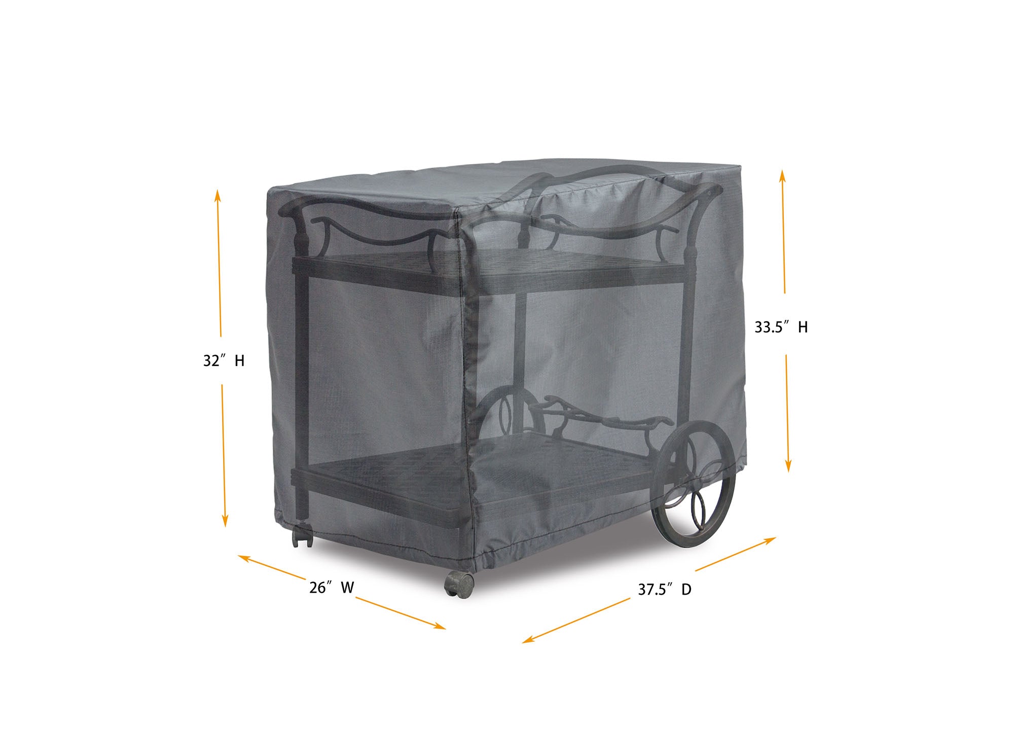 Tea Cart Cover - 37.5'' W x 26'' D x 32''/33.5'' H - Mercury by Shield Outdoor Covers - product image 2 for Resin Society