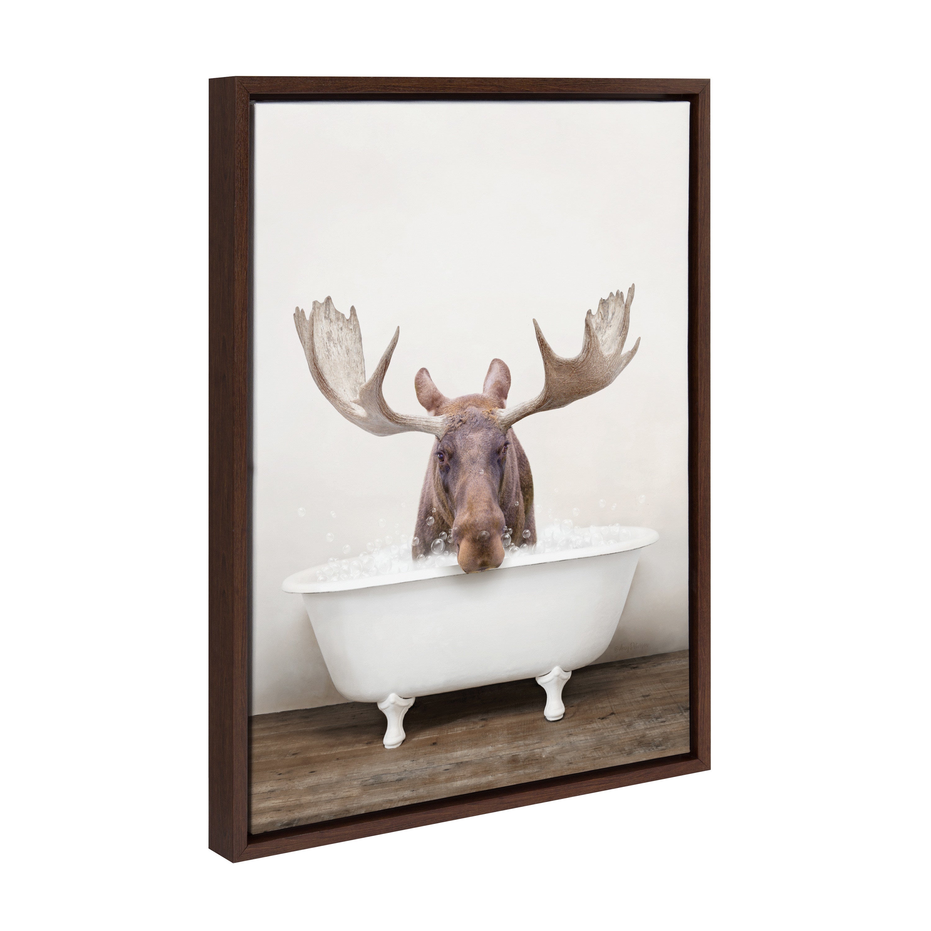 Sylvie Moose Rustic Bubble Bath Framed Canvas by kateandlaurel - product image 7 for Resin Society