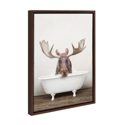 Sylvie Moose Rustic Bubble Bath Framed Canvas by kateandlaurel - product image 7 for Resin Society