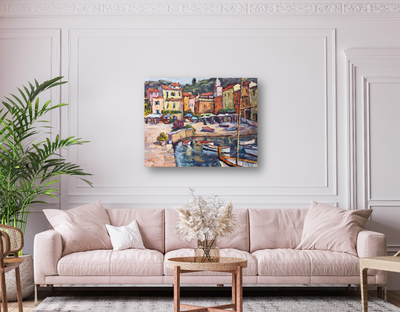 Shops by the Sea Artist Enhanced Canvas Print by John Beard Collection - product image 4 for Resin Society