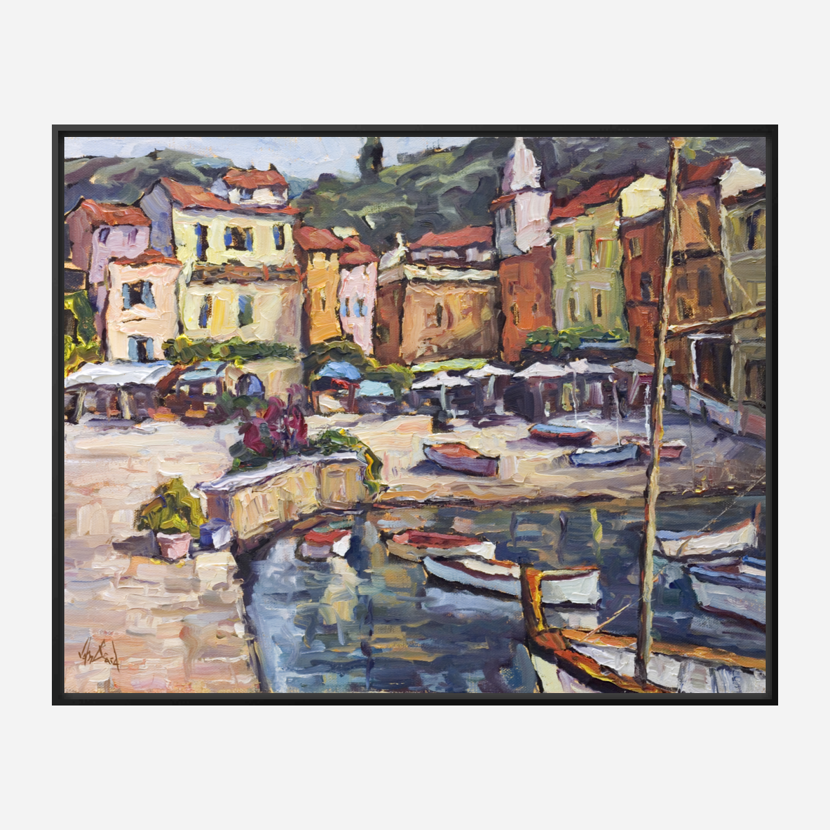 Shops by the Sea Artist Enhanced Canvas Print by John Beard Collection - product image 5 for Resin Society
