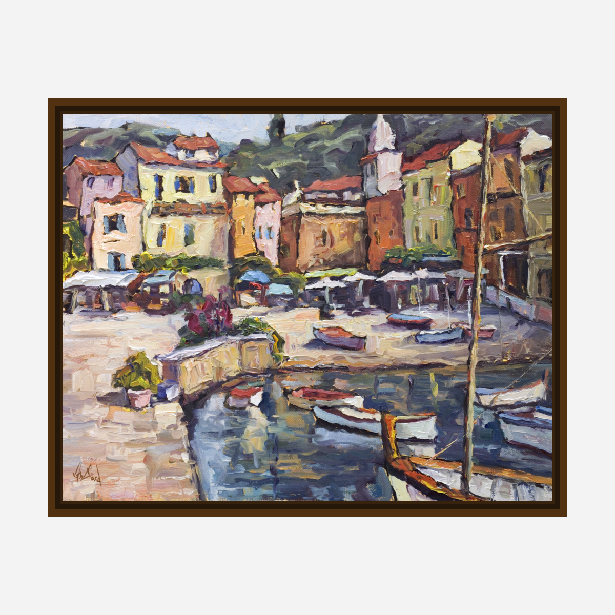 Shops by the Sea Artist Enhanced Canvas Print by John Beard Collection - product image 7 for Resin Society