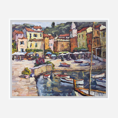 Shops by the Sea Artist Enhanced Canvas Print by John Beard Collection - product image 6 for Resin Society