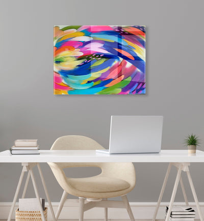 Bright Brush Strokes Floating Acrylic Art by kateandlaurel - product image 8 for Resin Society