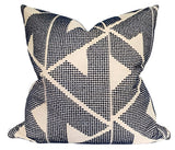 Sierra Pillow Cover in Indigo Blue front view on sofa