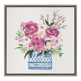 Sylvie Pink Blooms in Chinoiserie Framed Canvas by kateandlaurel - main product image for Resin Society