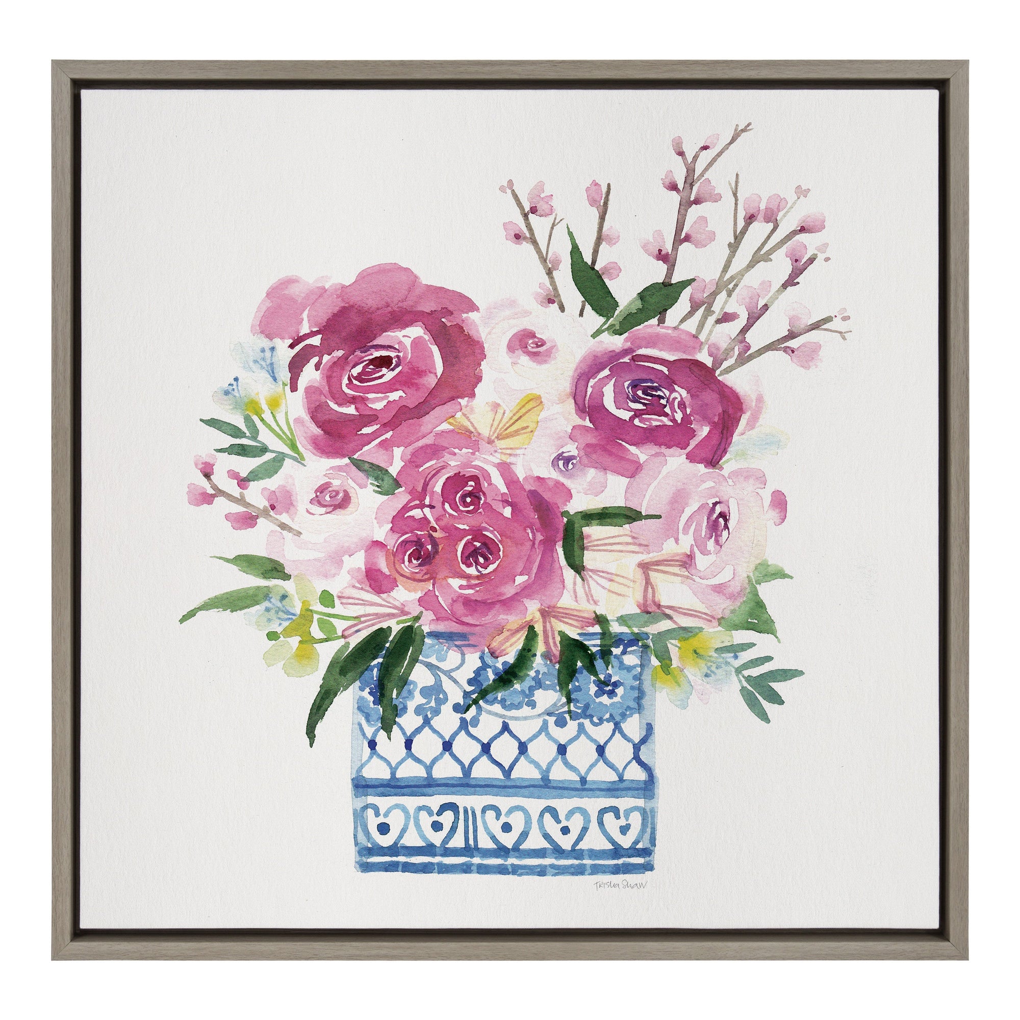 Sylvie Pink Blooms in Chinoiserie Framed Canvas by kateandlaurel - product image 9 for Resin Society