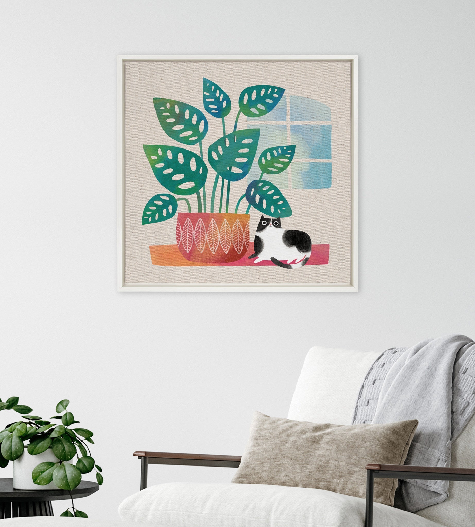 Sylvie Big Plant Framed Canvas by Planet Cat