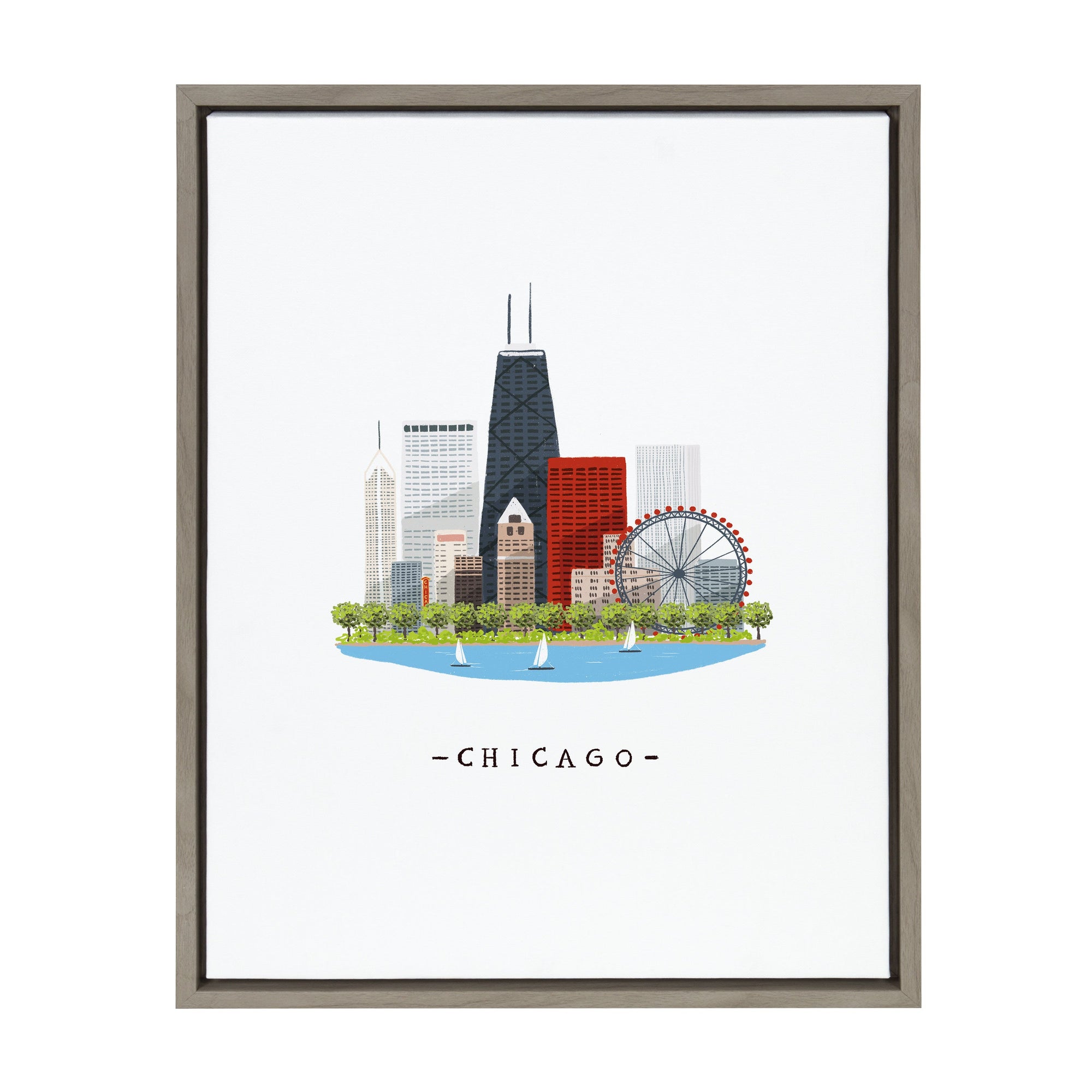Sylvie Chicago Skyline Illustration Framed Canvas by kateandlaurel - product image 9 for Resin Society