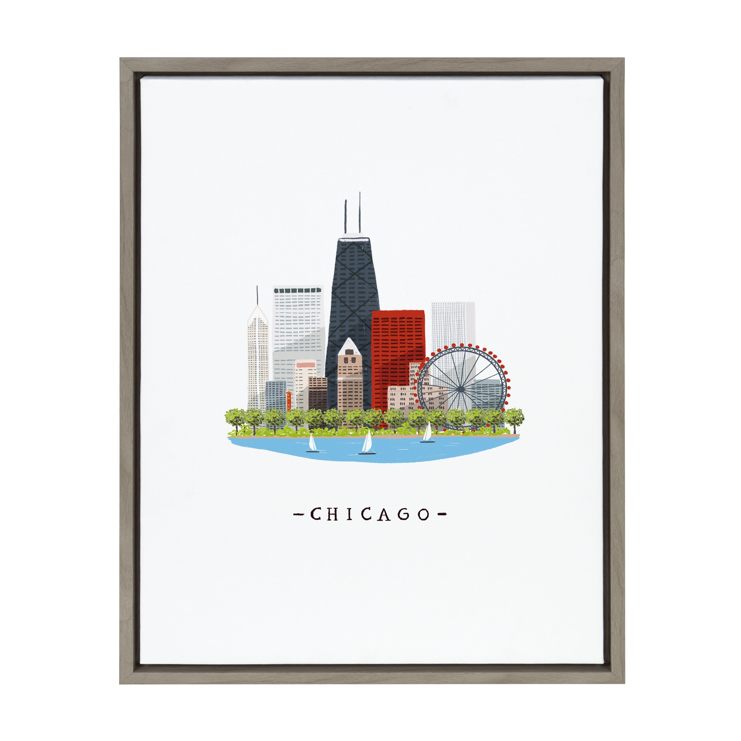 Sylvie Chicago Skyline Illustration Framed Canvas by kateandlaurel - product image 9 for Resin Society