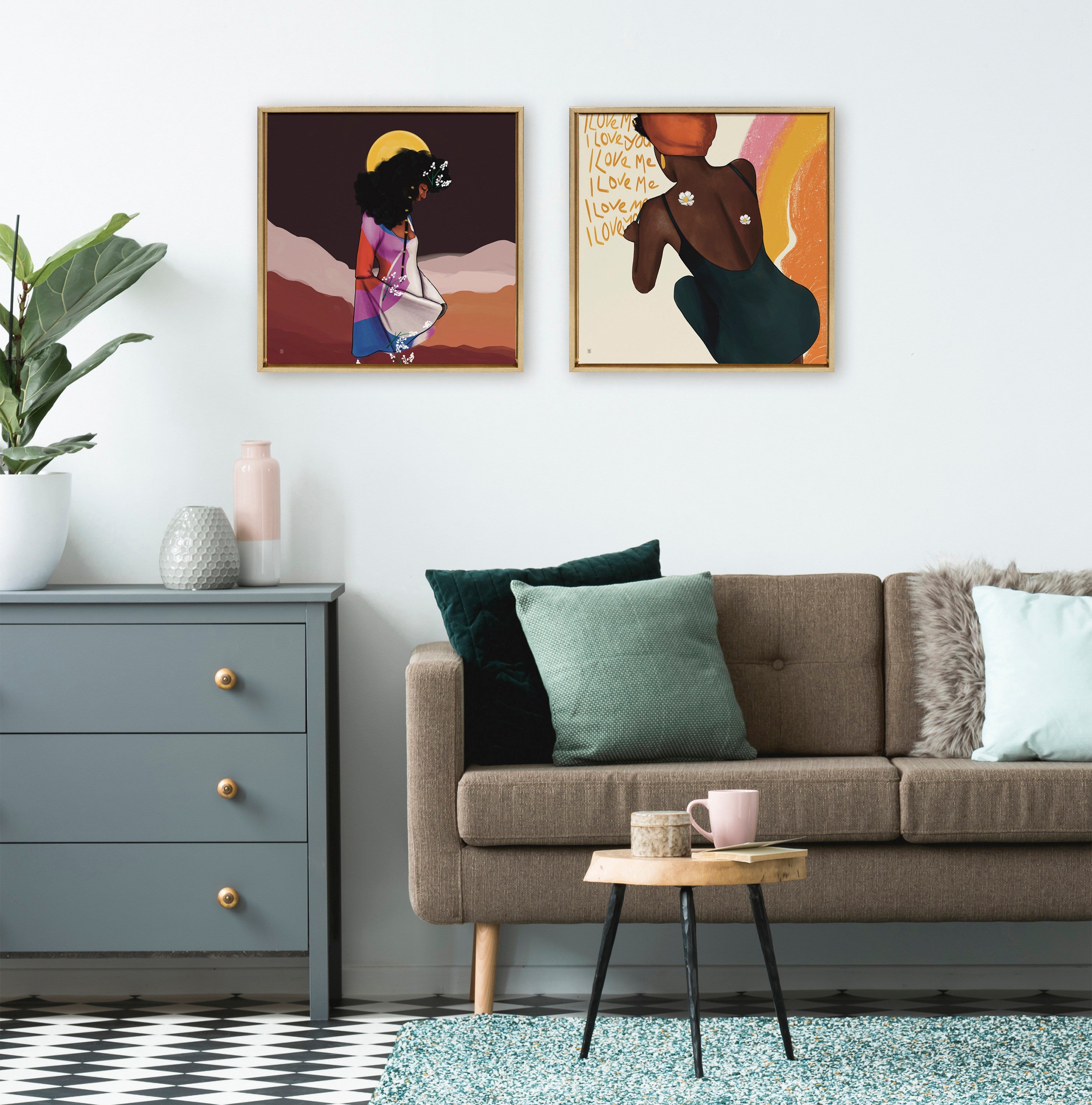 Sylvie I Love Me I Love You Framed Canvas by kateandlaurel - product image 5 for Resin Society