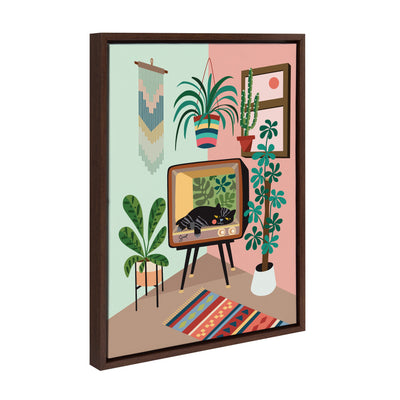 Sylvie TV Cat Bed Framed Canvas by kateandlaurel - product image 2 for Resin Society