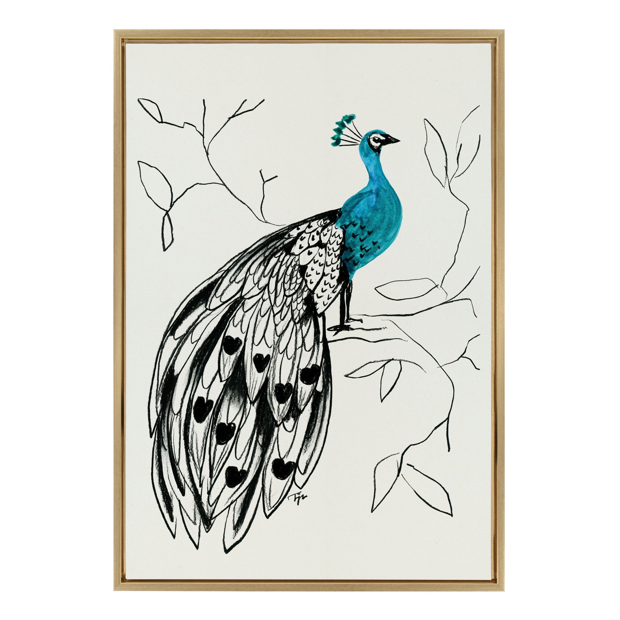 Sylvie 658 Peacock Framed Canvas by kateandlaurel - main product image for Resin Society