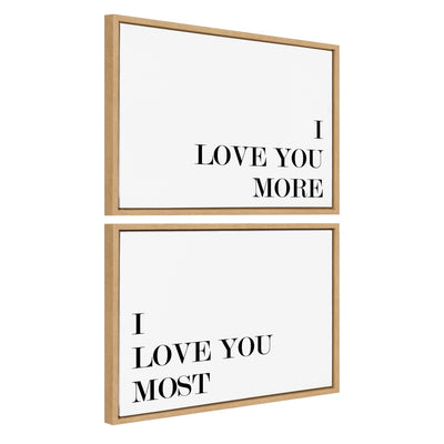Sylvie I Love You More and I Love You Most two-piece framed canvas art set with neutral tone walls