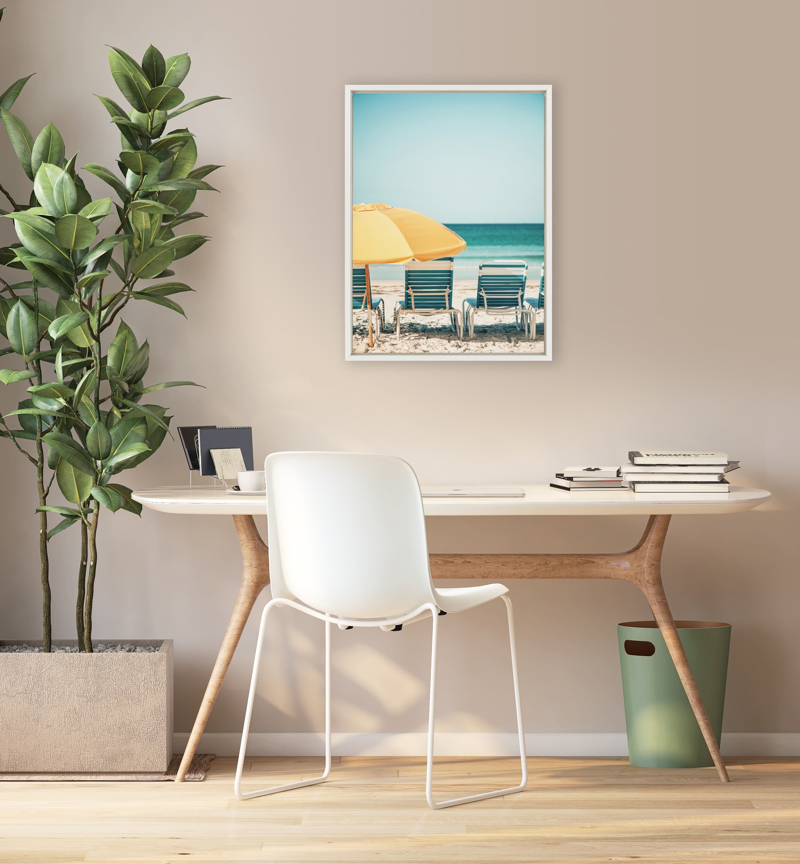 Sylvie Yellow Umbrella 2 Framed Canvas by Alicia Bock