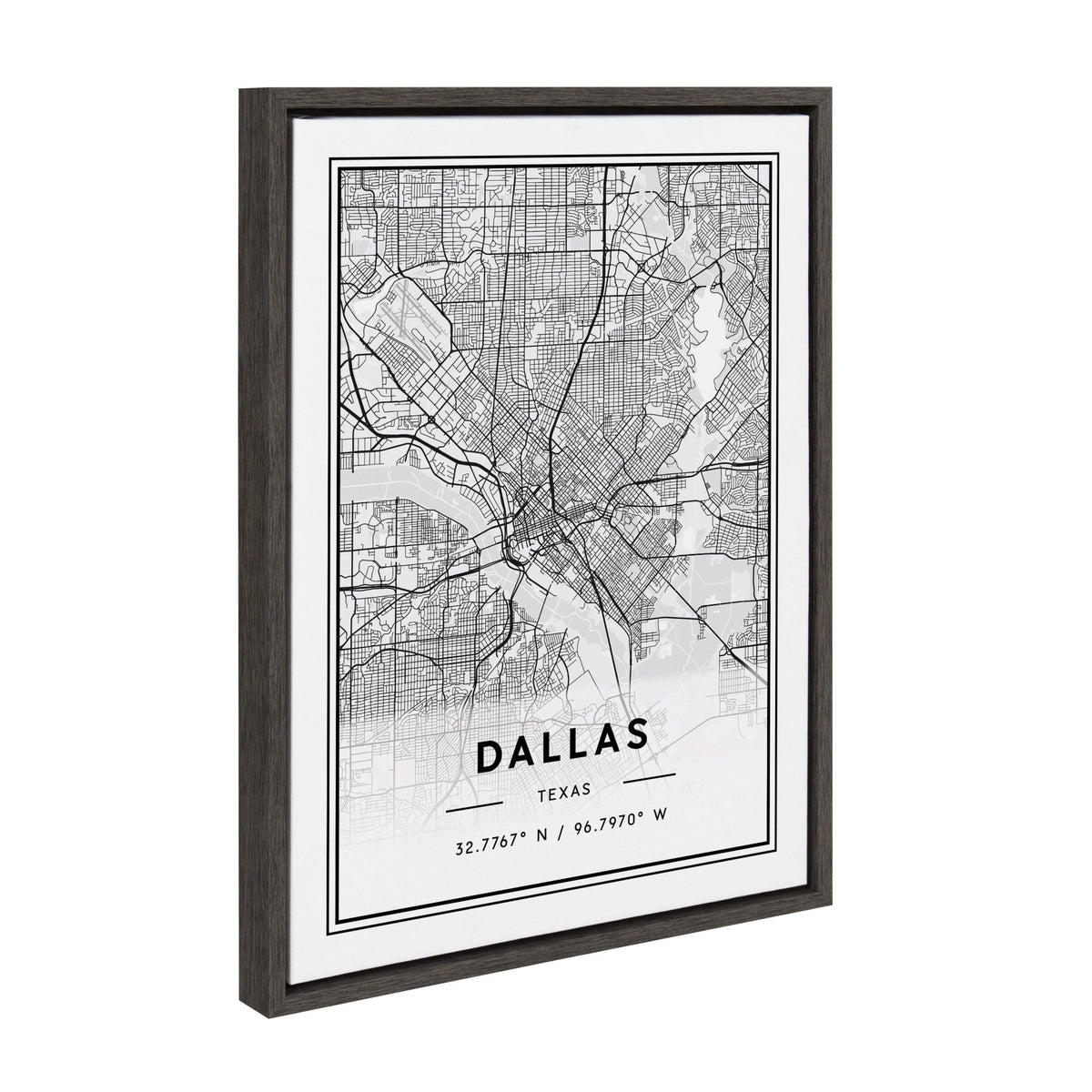 Sylvie Dallas Modern Map Framed Canvas by kateandlaurel - product image 2 for Resin Society
