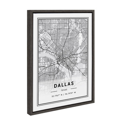 Sylvie Dallas Modern Map Framed Canvas by kateandlaurel - product image 2 for Resin Society