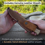 Sloyd Knife with 8 cm blade and leather sheath by Sharky Forged Steel Tools