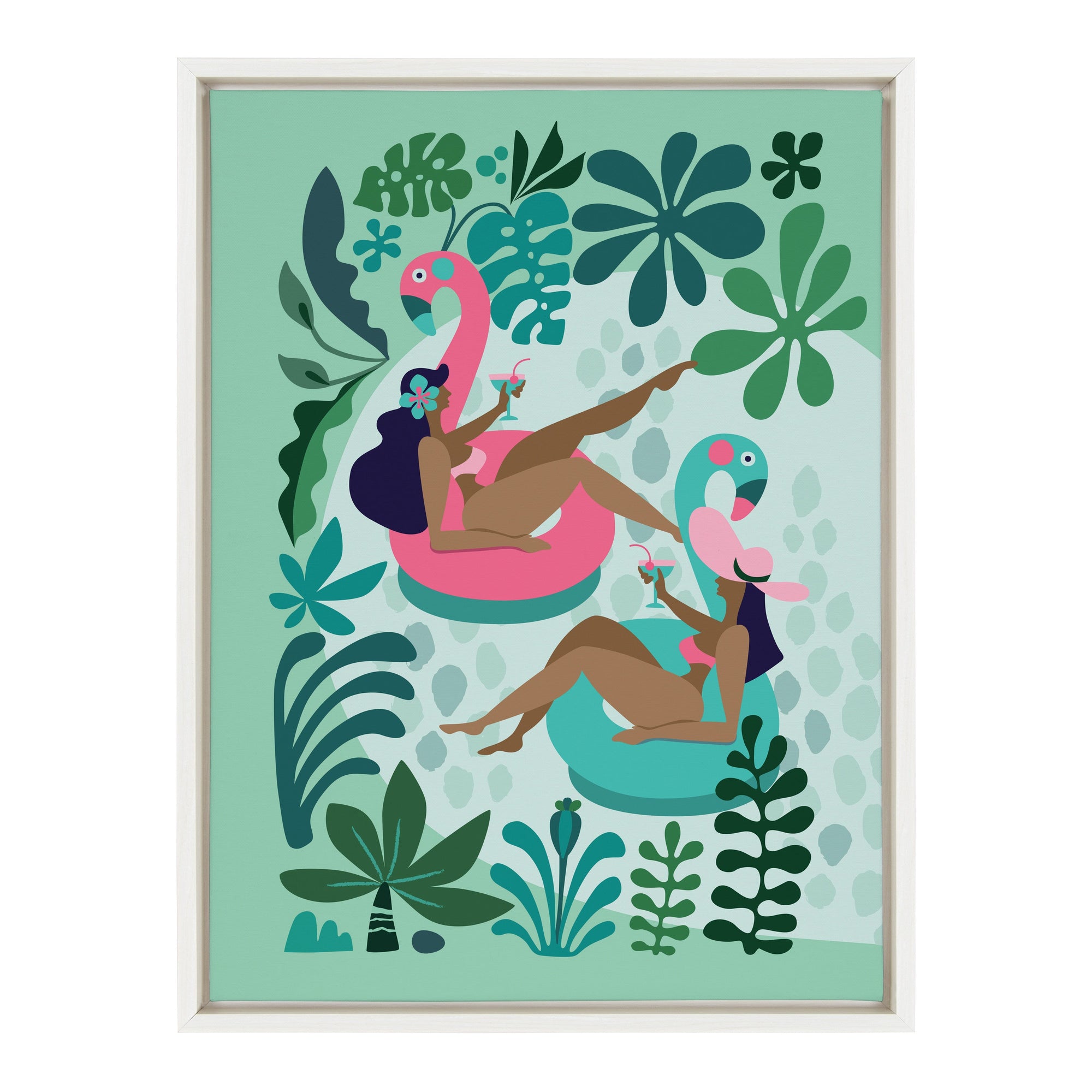 Sylvie Mid Century Modern Girl Friends Framed Canvas by kateandlaurel - main product image for Resin Society