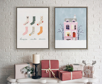 Sylvie Happy Sock Season Framed Canvas by kateandlaurel - product image 6 for Resin Society