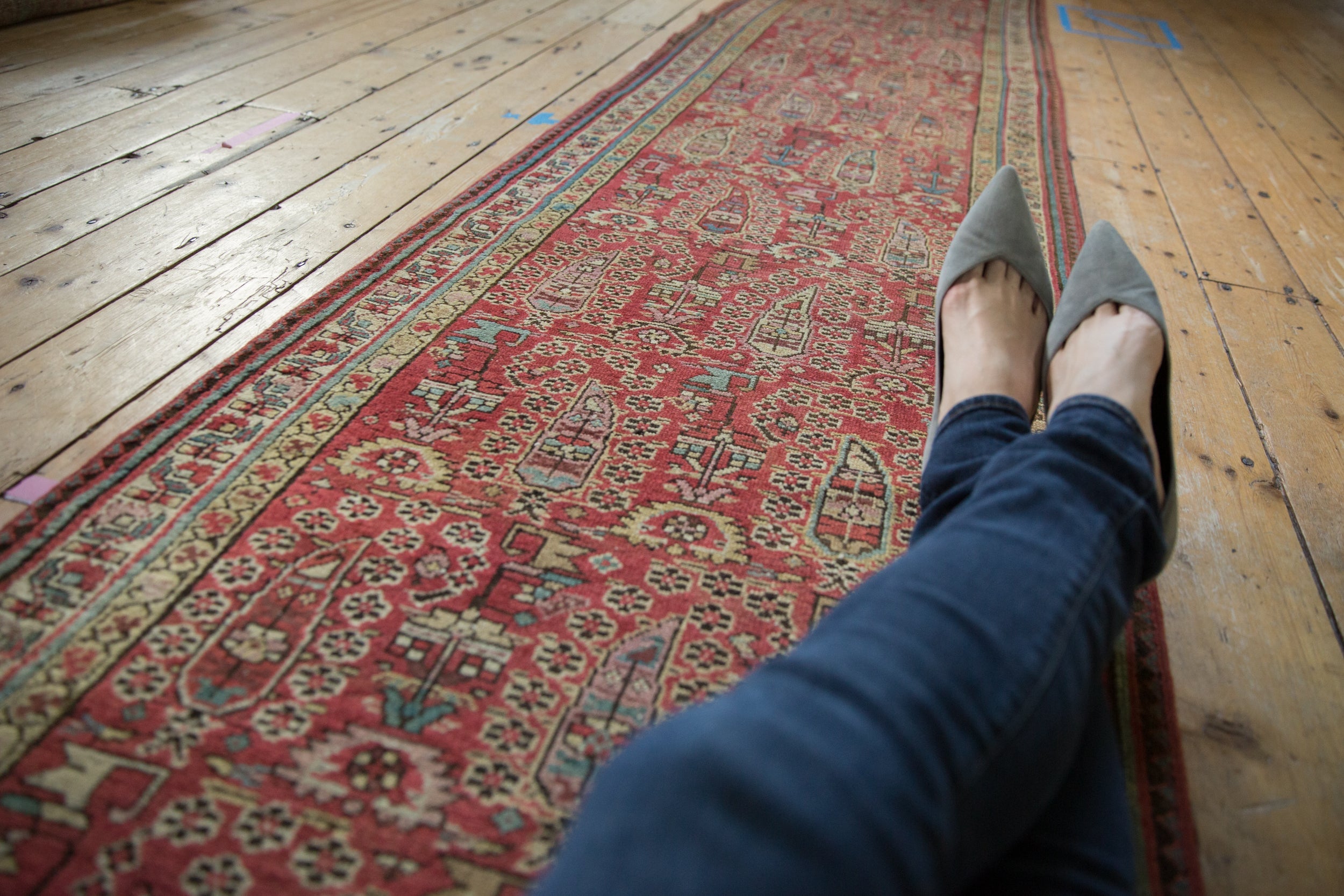3x14.5 Vintage Distressed Fragment Malayer Rug Runner by Old New House® - product image 2 for Resin Society