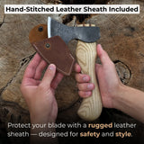 Small carving axe with leather sheath by Sharky Forged Steel Tools
