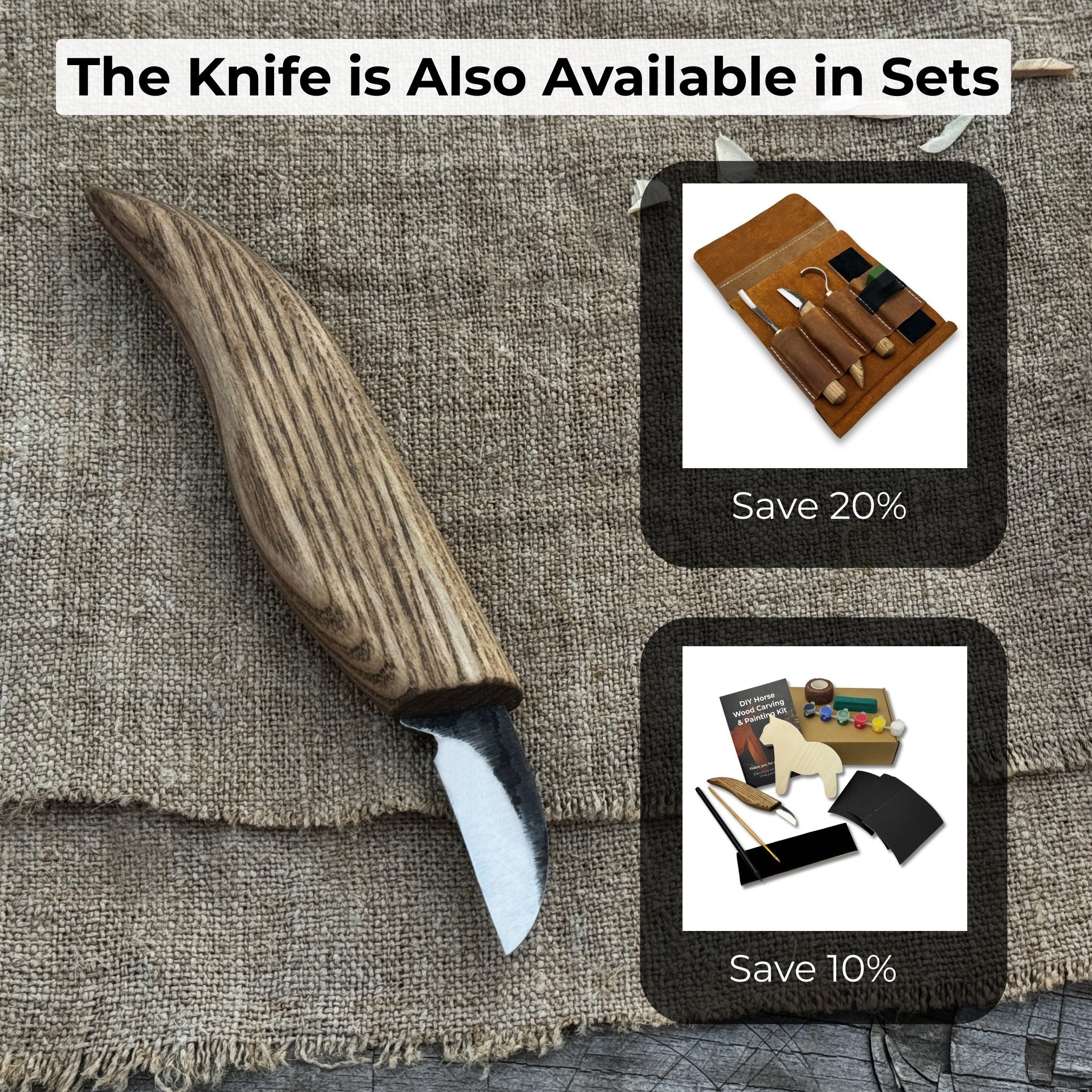 Small Chip Carving Knife with 3 cm blade and ash wood handle by Sharky Forged Steel Tools