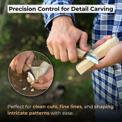 Small Chip Carving Knife with 3 cm blade and ash wood handle by Sharky Forged Steel Tools