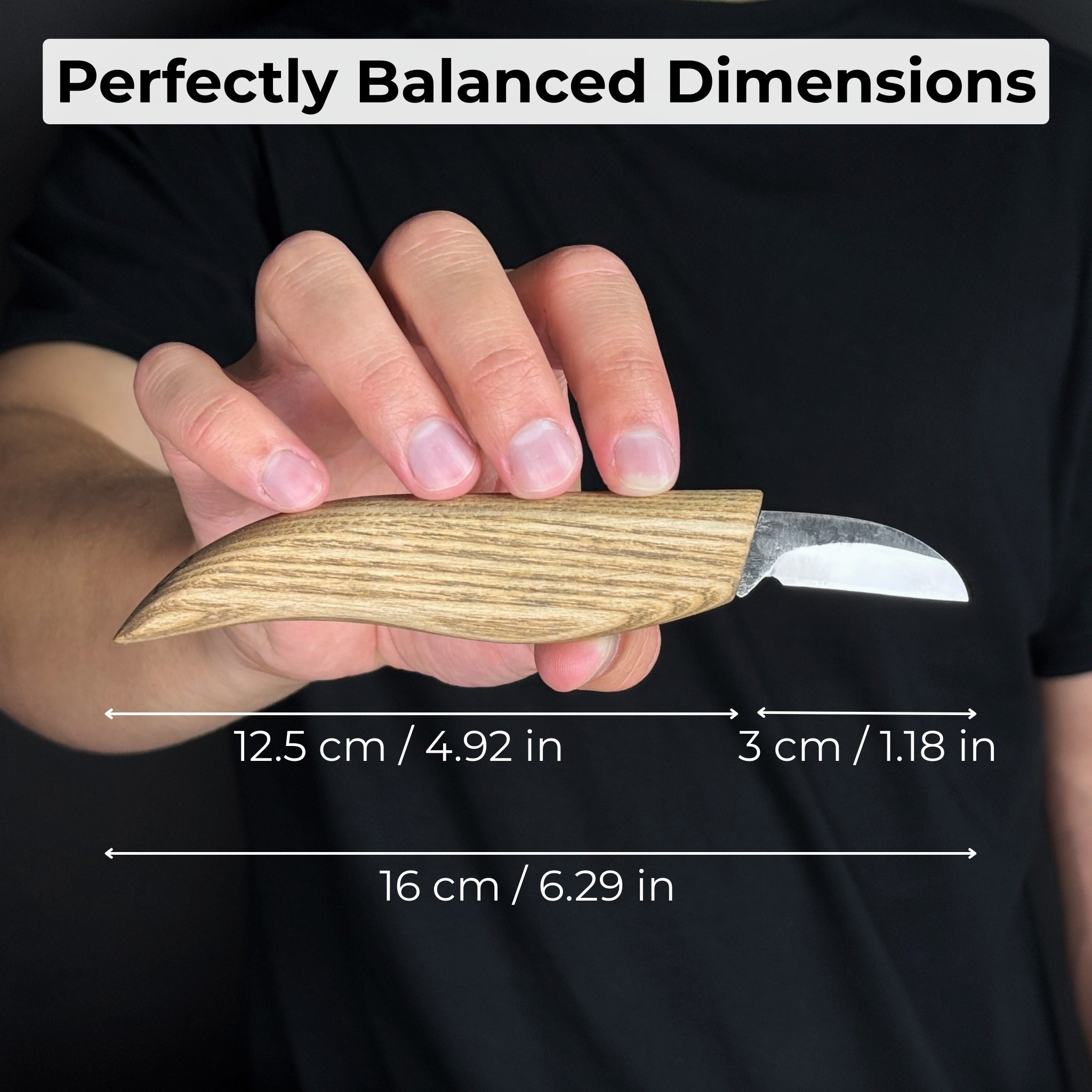 Small Chip Carving Knife with 3 cm blade and ash wood handle by Sharky Forged Steel Tools