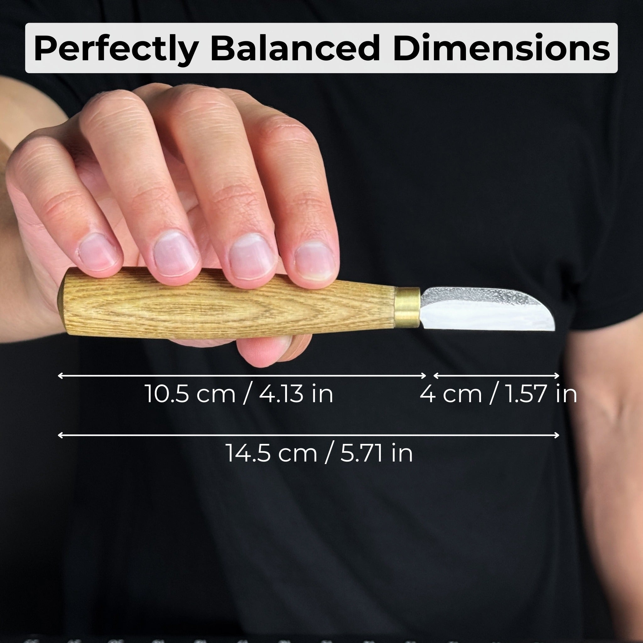 Small Chip Carving Knife with 4 cm blade and ash wood handle by Sharky Forged Steel Tools