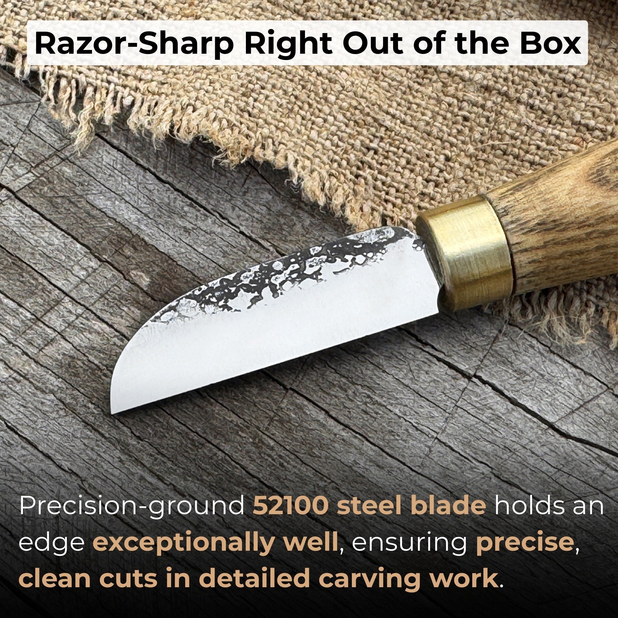 Small Chip Carving Knife with 4 cm blade and ash wood handle by Sharky Forged Steel Tools