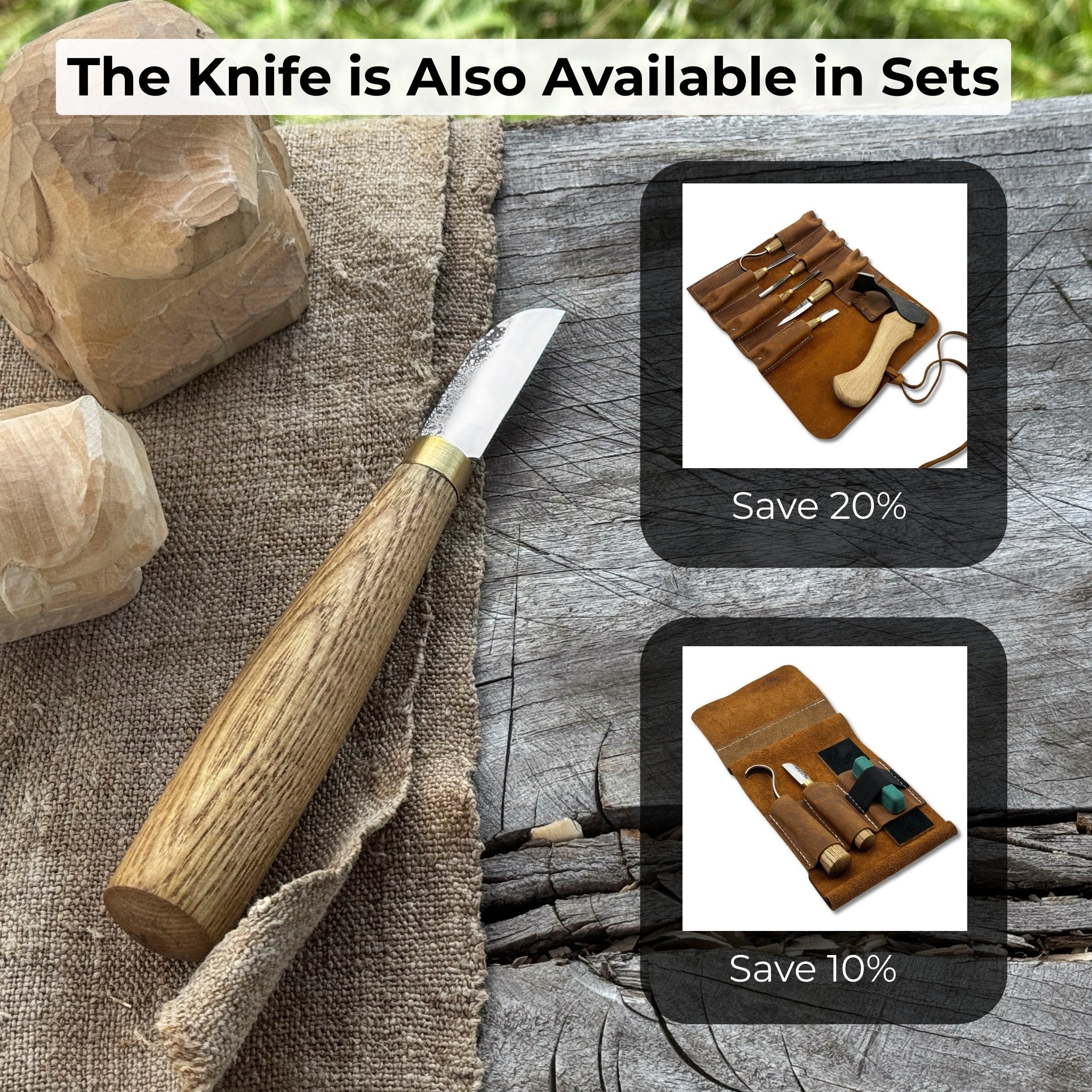 Small Chip Carving Knife with 4 cm blade and ash wood handle by Sharky Forged Steel Tools