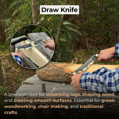 Small Curved Drawknife with wooden handles and leather sheath by Sharky Forged Steel Tools