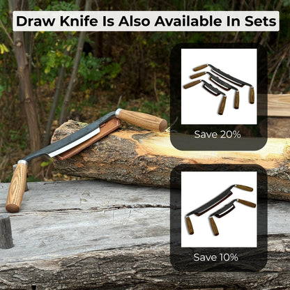 Small Curved Drawknife with wooden handles and leather sheath by Sharky Forged Steel Tools