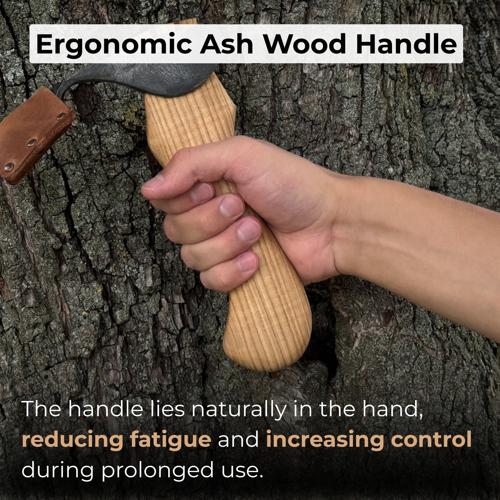 Small Kuksa Adze with deep curved round blade and ash wood handle by Sharky Forged Steel Tools