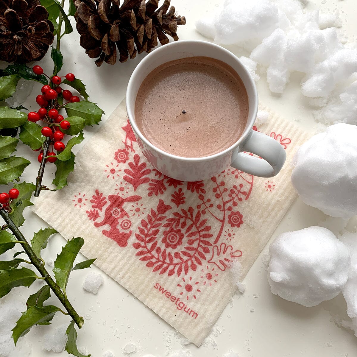 Small Red Bunny Rabbit Swedish Dishcloth by sweetgum home, LLC - product image 3 for Resin Society